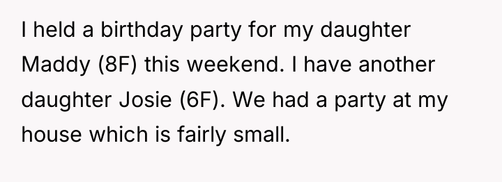 I held a birthday party for my daughter Maddy (8F)...