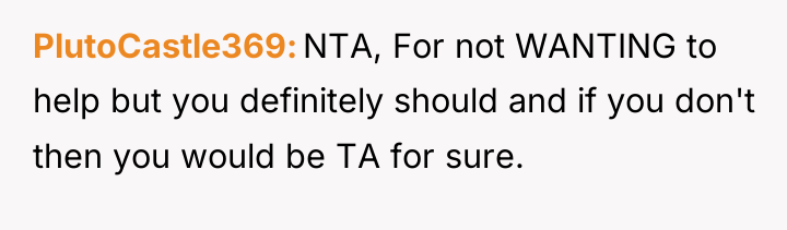 PlutoCastle369 NTA, For not WANTING to help but you definitely...