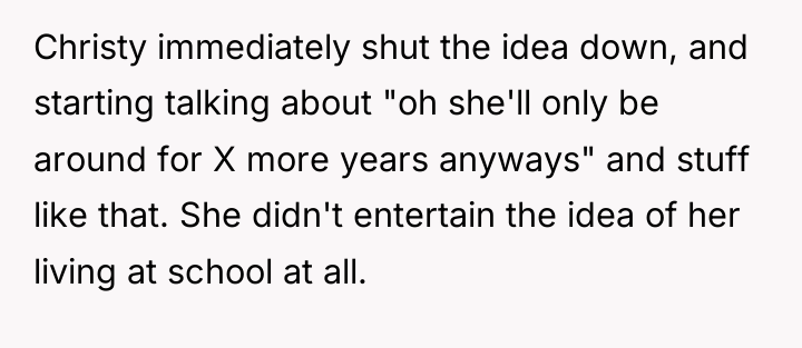 Christy immediately shut the idea down, and starting talking about...