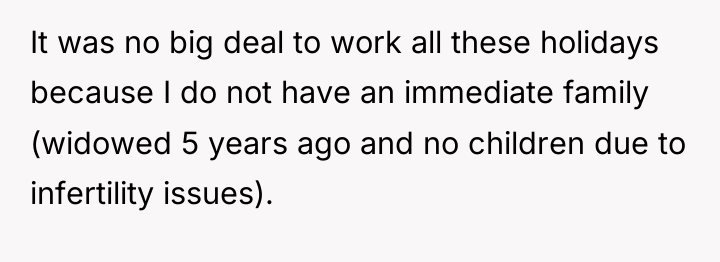 It was no big deal to work all these holidays...
