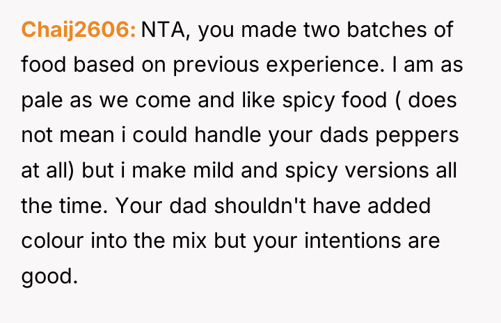 Chaij2606 NTA, you made two batches of food based on...