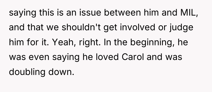 saying this is an issue between him and MIL, and...