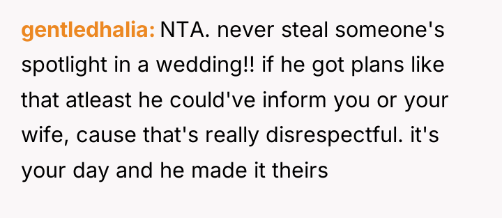 gentledhalia NTA. never steal someone's spotlight in a wedding!! if...