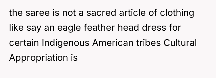 the saree is not a sacred article of clothing like...