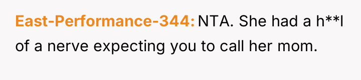 East-Performance-344 NTA. She had a h**l of a nerve expecting...