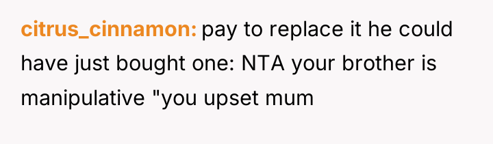 citrus_cinnamon pay to replace it he could have just bought...