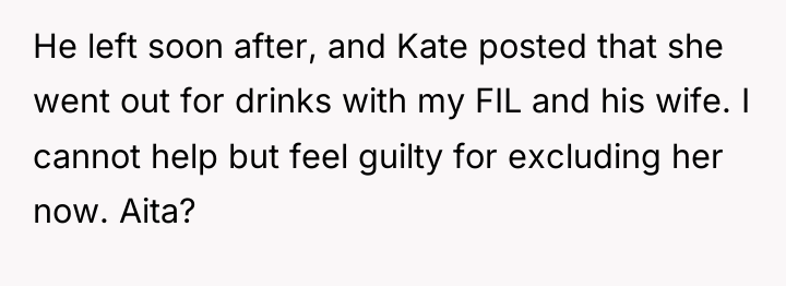 He left soon after, and Kate posted that she went...