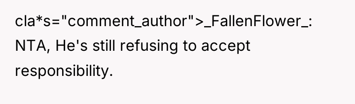 cla*s="comment_author">_FallenFlower_: NTA, He's still refusing to accept responsibility.