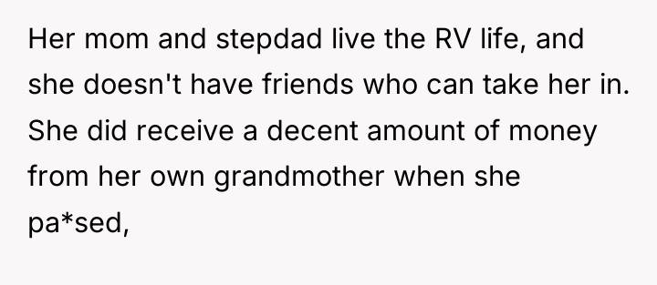 Her mom and stepdad live the RV life, and she...