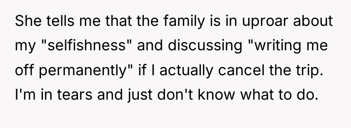 She tells me that the family is in uproar about...
