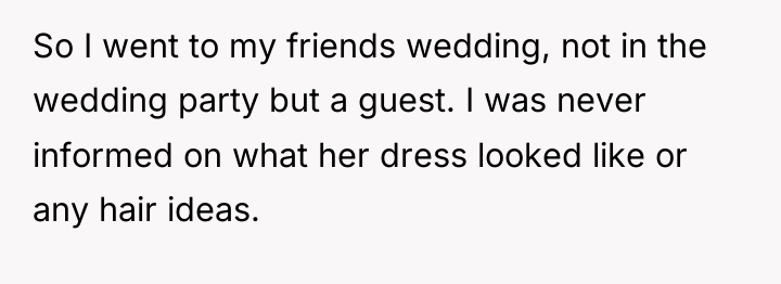 So I went to my friends wedding, not in the...