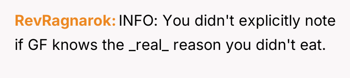 RevRagnarok INFO: You didn't explicitly note if GF knows the...