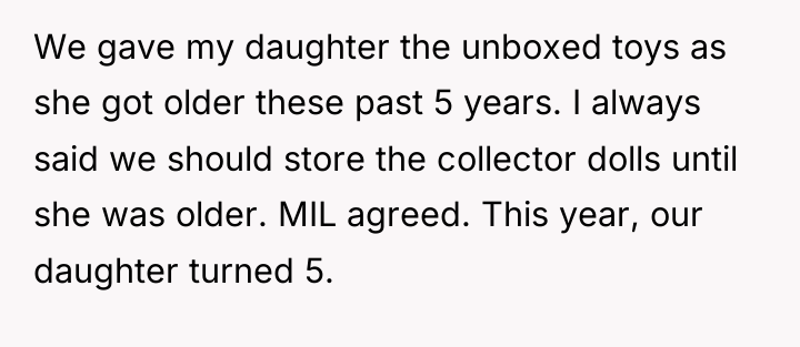 We gave my daughter the unboxed toys as she got...