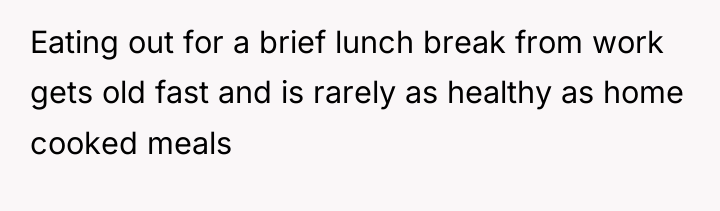 Eating out for a brief lunch break from work gets...