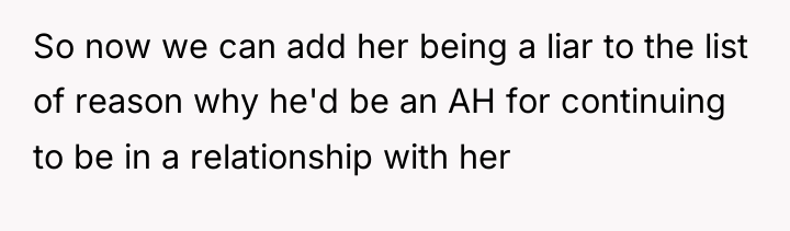 So now we can add her being a liar to...
