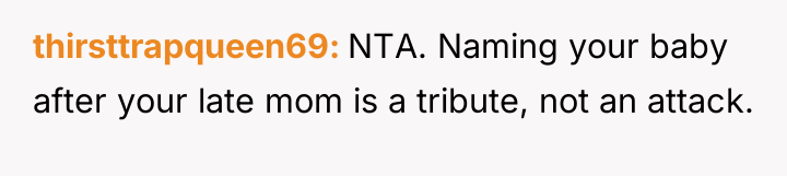 thirsttrapqueen69 NTA. Naming your baby after your late mom is...