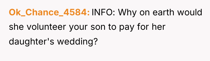 Ok_Chance_4584 INFO: Why on earth would she volunteer your son...