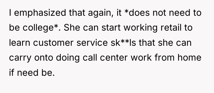 I emphasized that again, it *does not need to be...