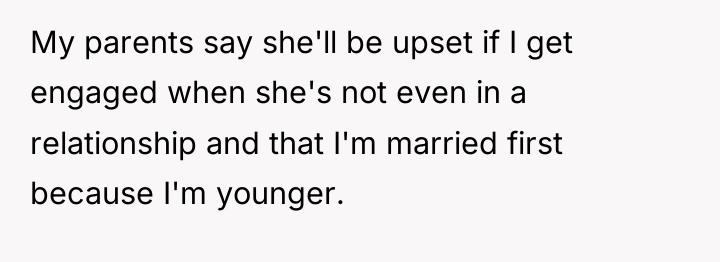 My parents say she'll be upset if I get engaged...