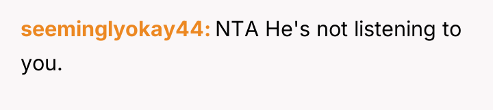 seeminglyokay44 NTA He's not listening to you.