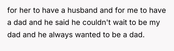 for her to have a husband and for me to...