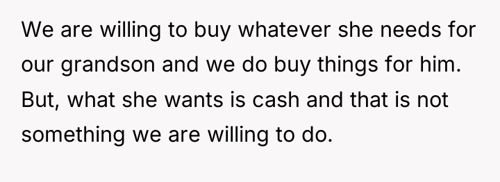 We are willing to buy whatever she needs for our...