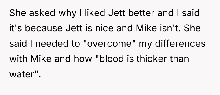 She asked why I liked Jett better and I said...