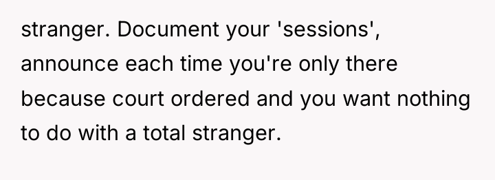 stranger. Document your 'sessions', announce each time you're only there...
