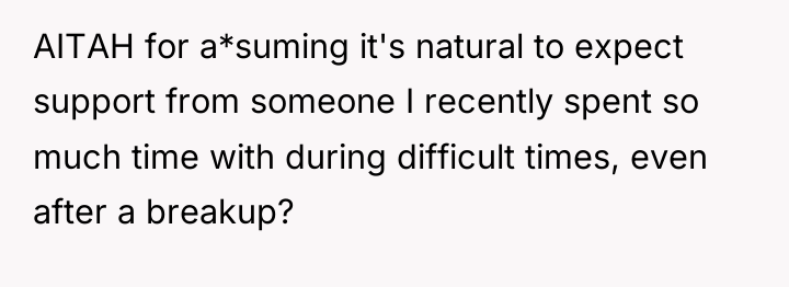 AITAH for a*suming it's natural to expect support from someone...