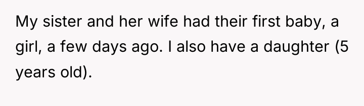 My sister and her wife had their first baby, a...