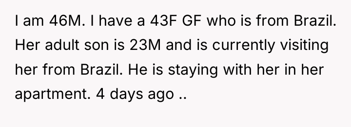 I am 46M. I have a 43F GF who is...