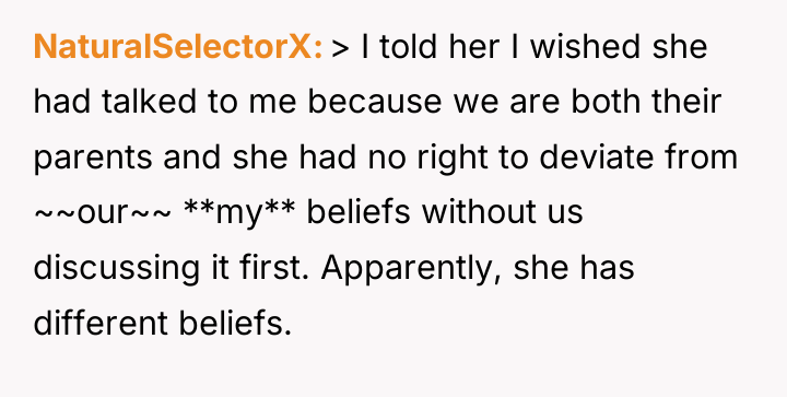 NaturalSelectorX > I told her I wished she had talked...
