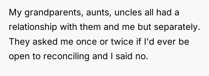 My grandparents, aunts, uncles all had a relationship with them...