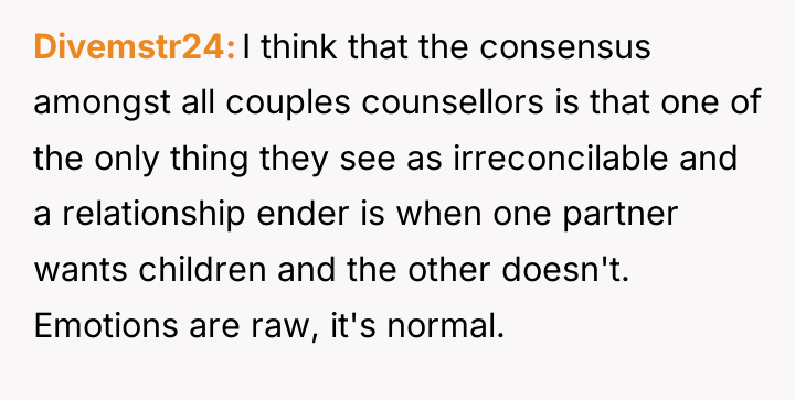 Divemstr24 I think that the consensus amongst all couples counsellors...