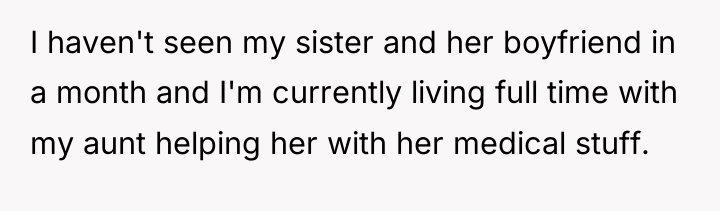 I haven't seen my sister and her boyfriend in a...