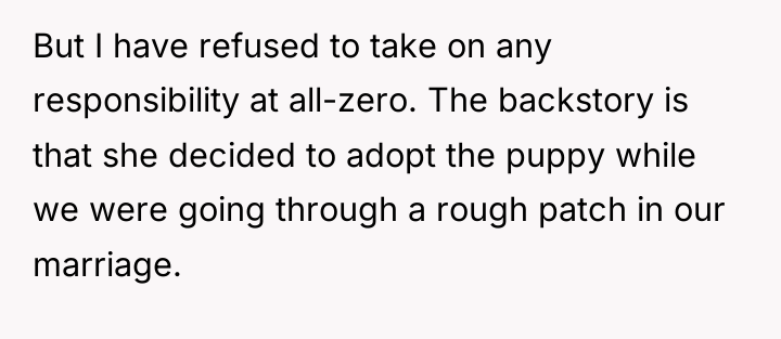 But I have refused to take on any responsibility at...