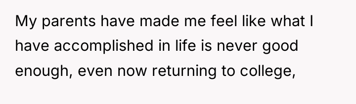 My parents have made me feel like what I have...
