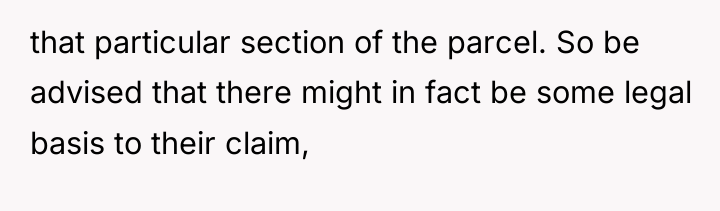 that particular section of the parcel. So be advised that...