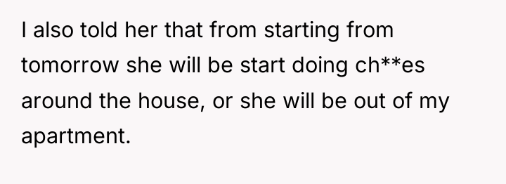 I also told her that from starting from tomorrow she...
