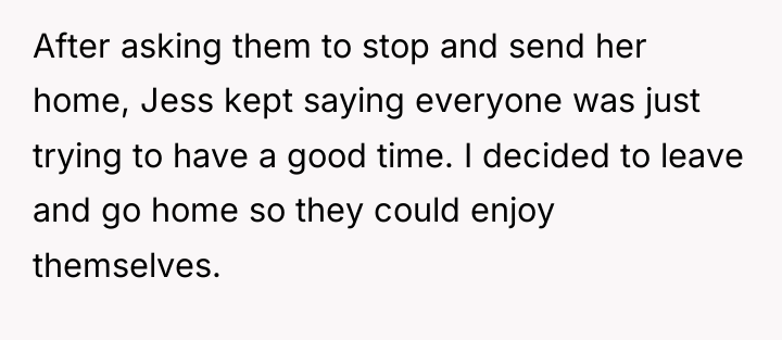 After asking them to stop and send her home, Jess...