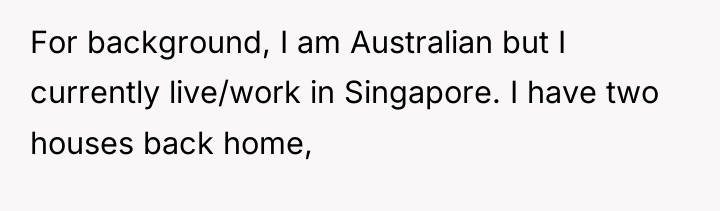 For background, I am Australian but I currently live/work in...