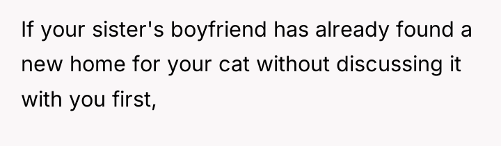 If your sister's boyfriend has already found a new home...