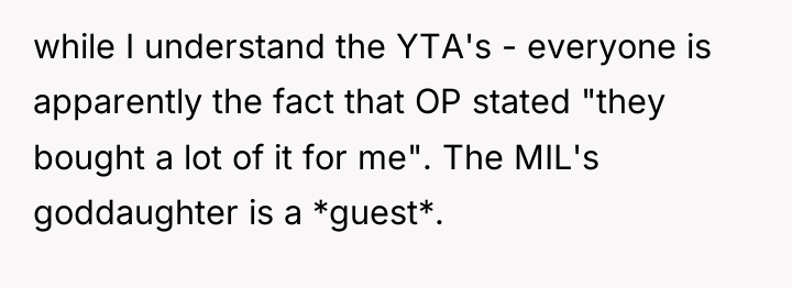while I understand the YTA's - everyone is apparently the...