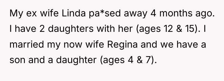 My ex wife Linda pa*sed away 4 months ago. I...