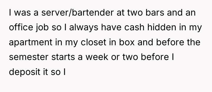 I was a server/bartender at two bars and an office...
