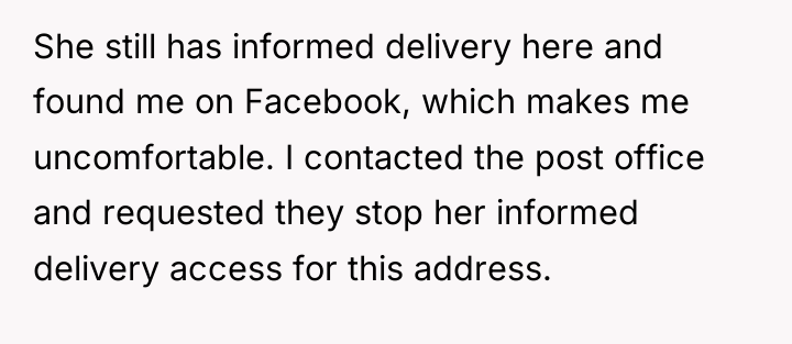 She still has informed delivery here and found me on...
