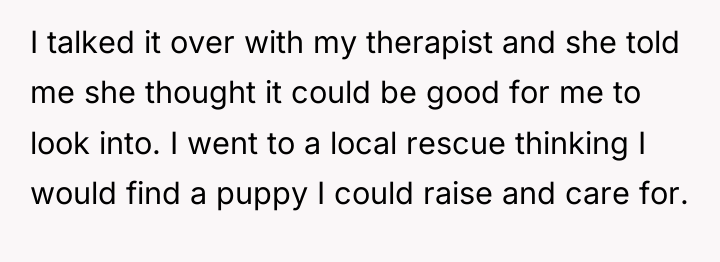 I talked it over with my therapist and she told...