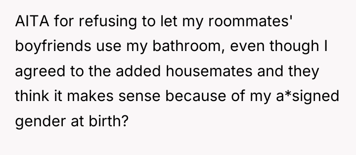 AITA for refusing to let my roommates' boyfriends use my...
