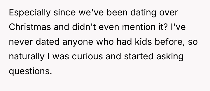 Especially since we've been dating over Christmas and didn't even...