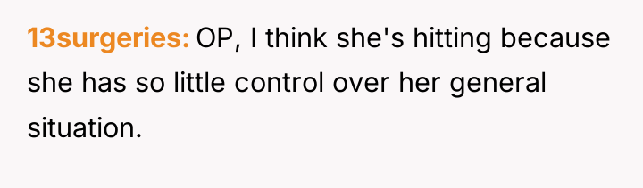13surgeries OP, I think she's hitting because she has so...